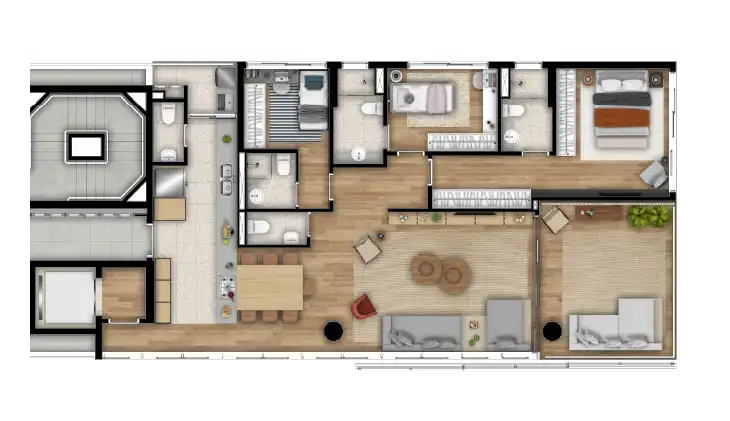 3 suítes, 145m²