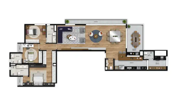 Cazuza 176m², opção ampliada