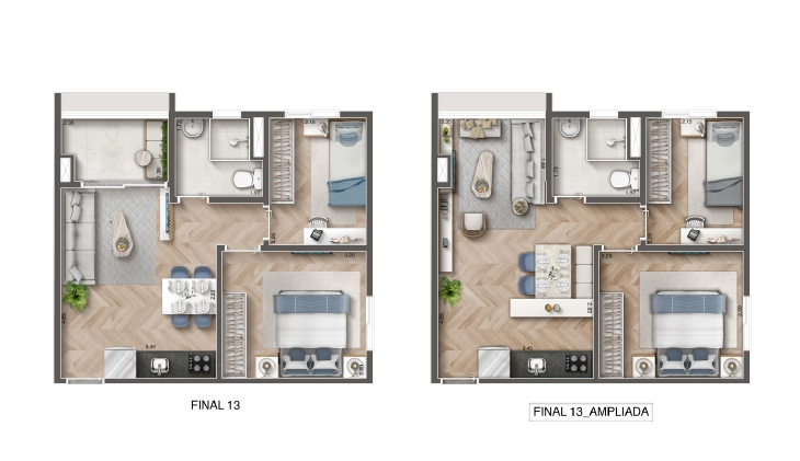 42m², 2 dormitórios