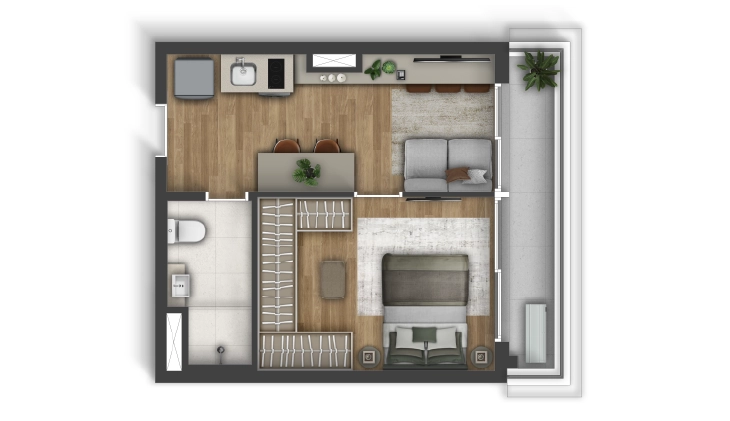 33m², 1 dormitório