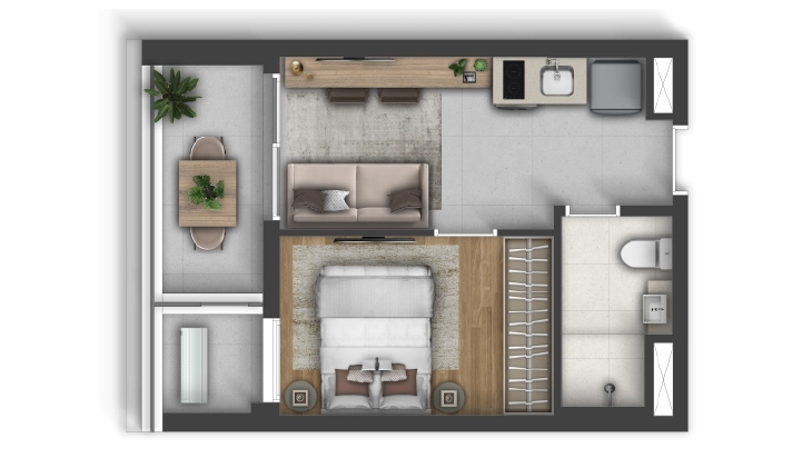 37m², 1 dormitório