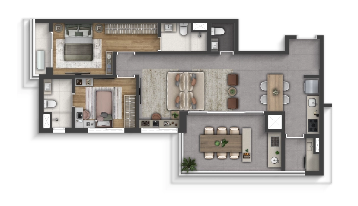 90m², sala de TV e office