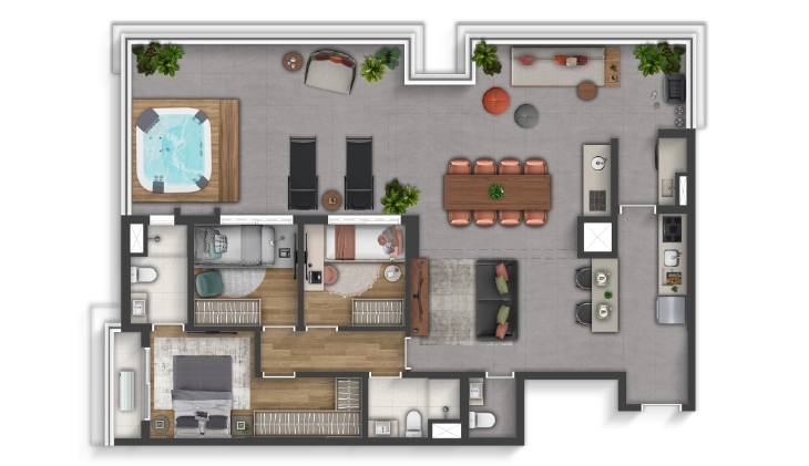 137m² garden, 3 dormitórios