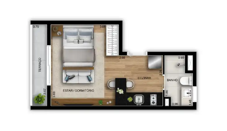 Studio, 24m²