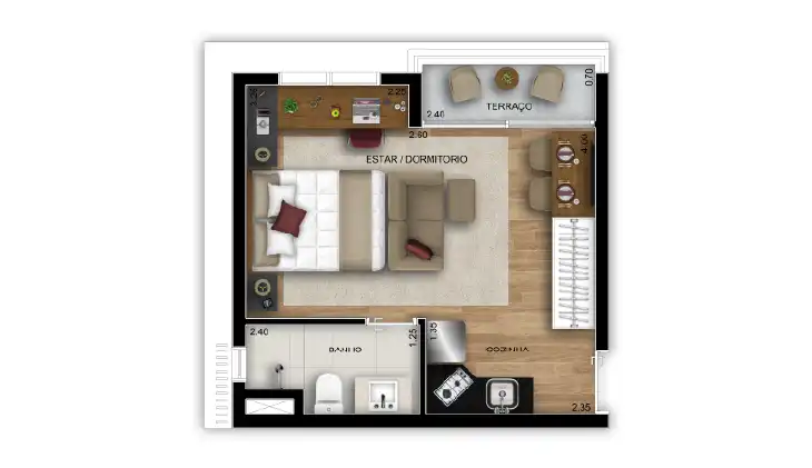 Studio, 25m²