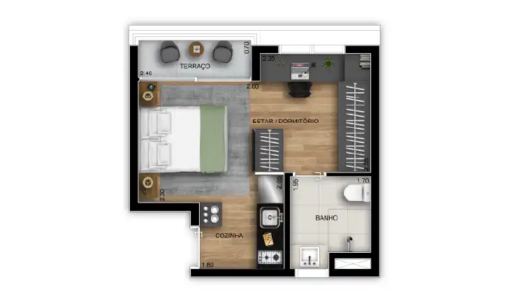 Studio, 24m²